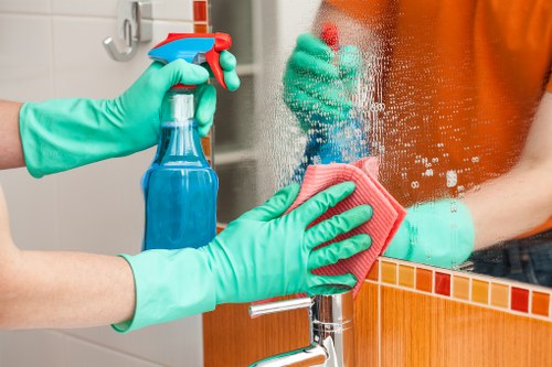 Professional cleaners working in a modern Soho apartment