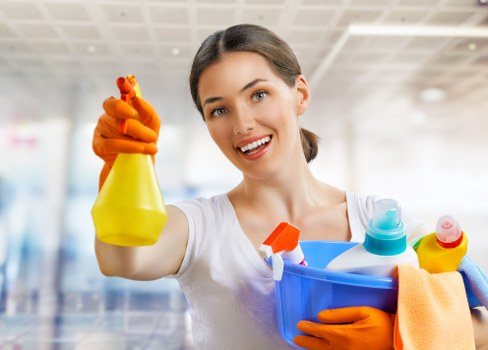 Office cleaners working in a busy Soho workspace