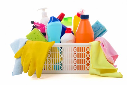 Bathroom sanitising during house cleaning in Soho