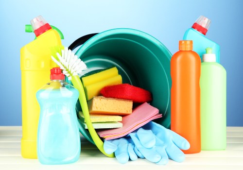 Safety-focused carpet cleaning setup with protective equipment